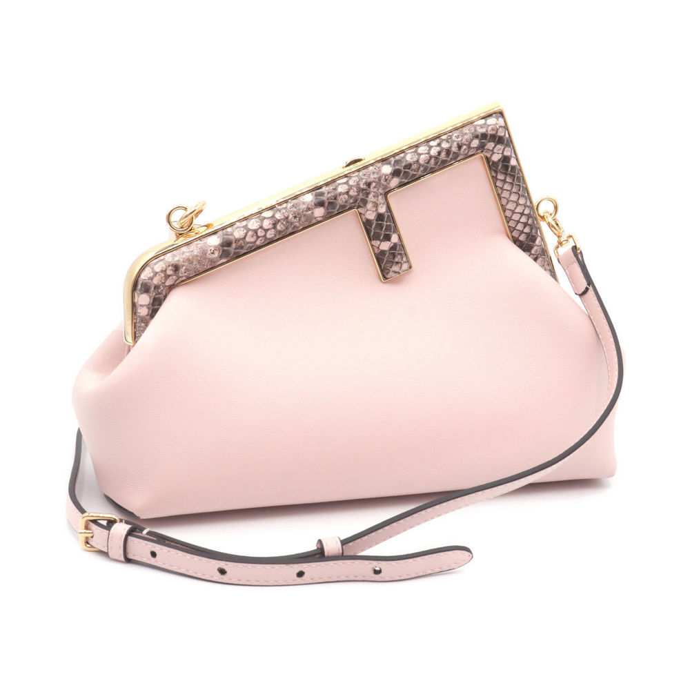 Fendi Nappa Python Clutch Pink Leather First Bag - image 1